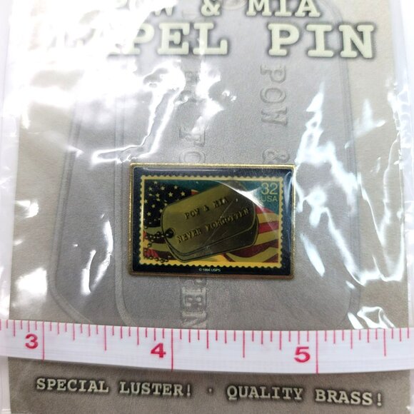 USPS POW MIA Stamp Dog Tag Lapel Pin Hat Jacket Veteran Service NWT - Picture 5 of 5